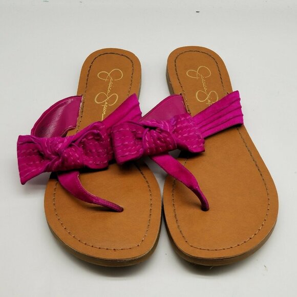 Jessica Simpson Jumba Flip Flops Thong Womens Sandals Suede‎ Pink Size 8.5 M - Picture 2 of 5